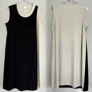 Marla Wynne Layers Colorblock Layered Tank Dress Size L Scoop Neck Neutral